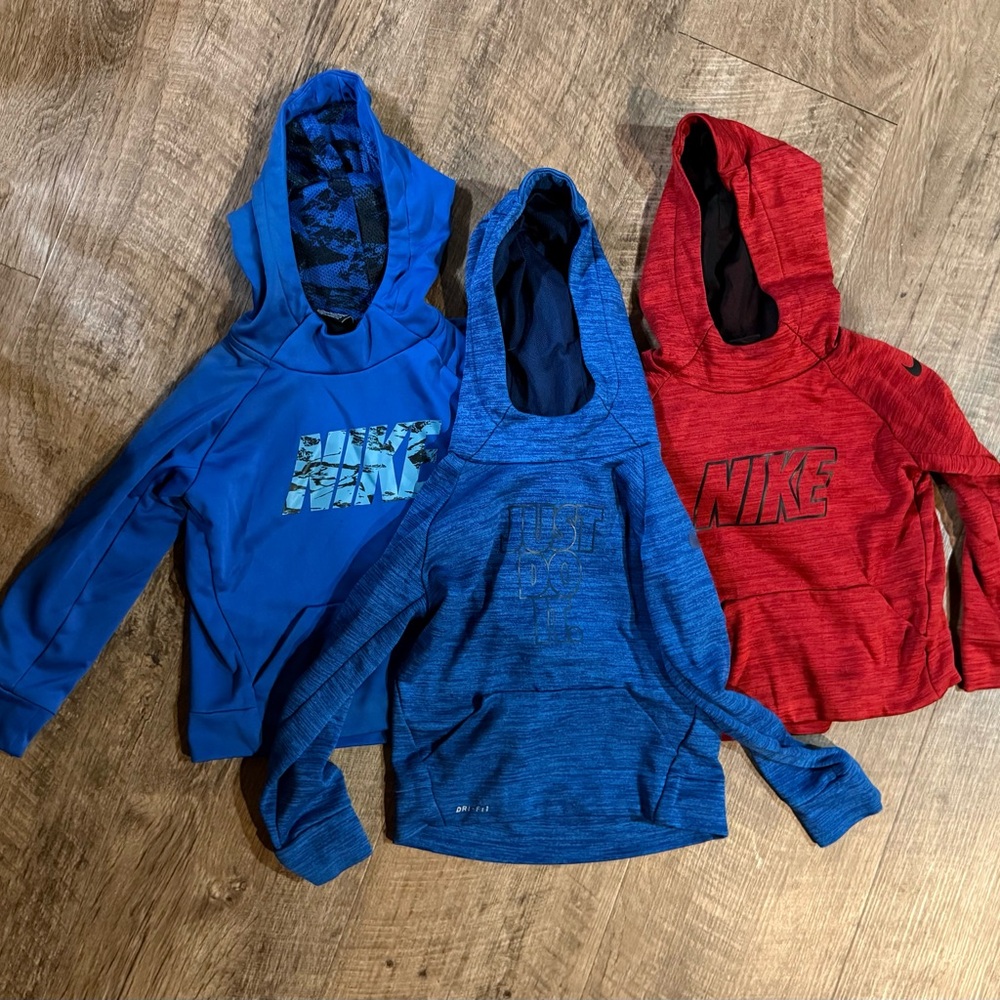 Nike Kids Hooded Pullover Trio in Blue and Red